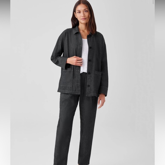 Eileen Fisher Airy Organic Linen Twill Shirt Jacket. Size 2X Gray Button Down - Picture 2 of 10